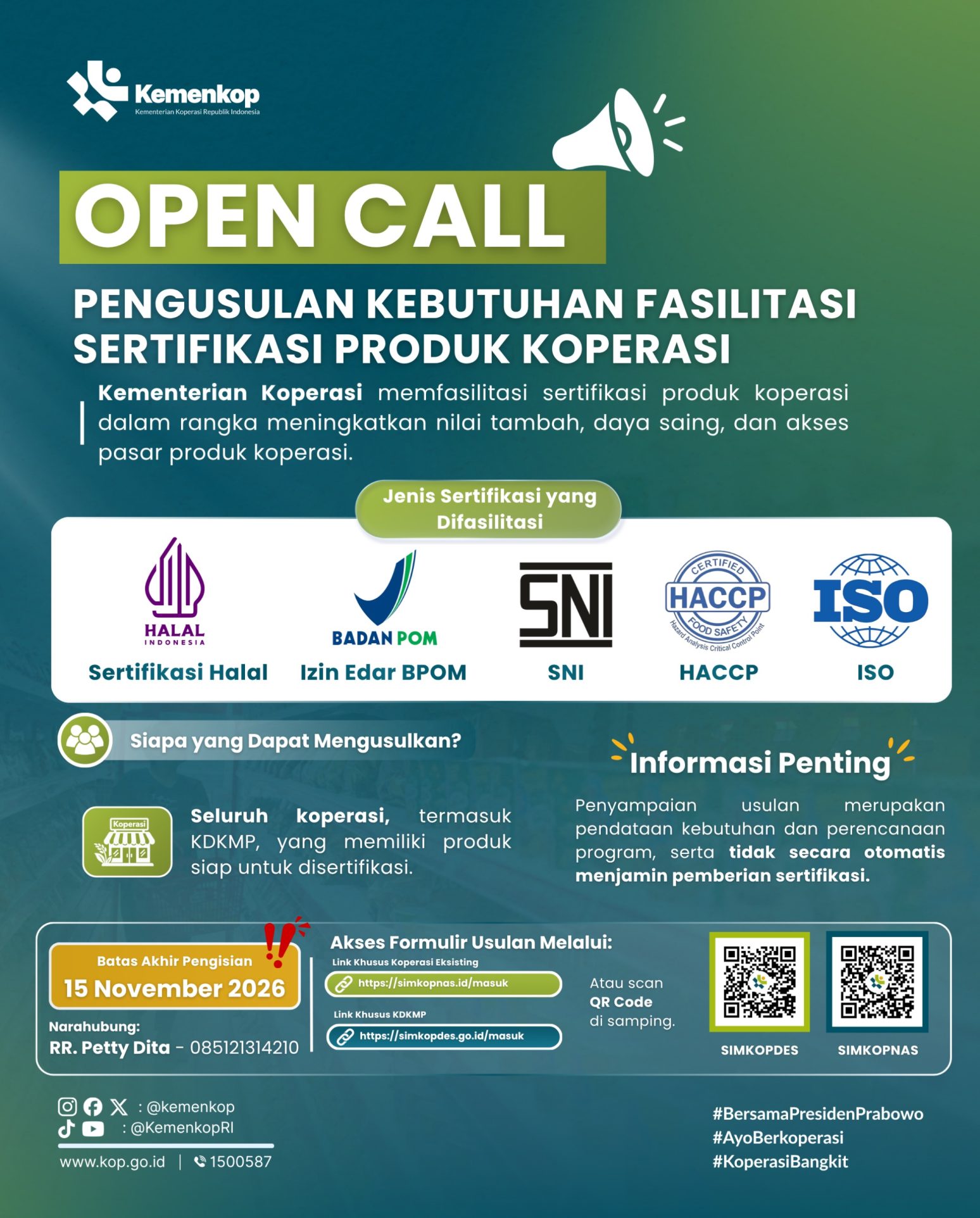 Kemenkop Buka Fasilitasi Sertifikasi Produk Koperasi 2026, Ajukan hingga 15 November