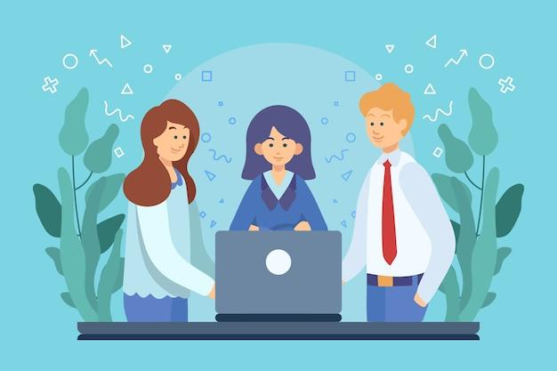 Free vector flat design teamwork concept illustrated