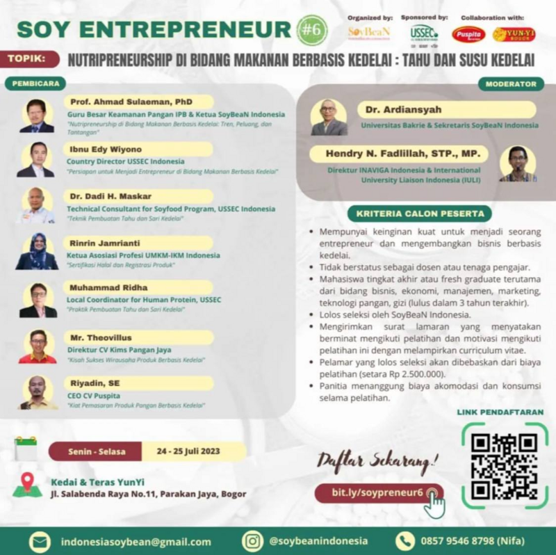 Soy Nutripreneurship di Bidang Makanan Berbasis Kedelai : Tahu dan Susu Kedelai