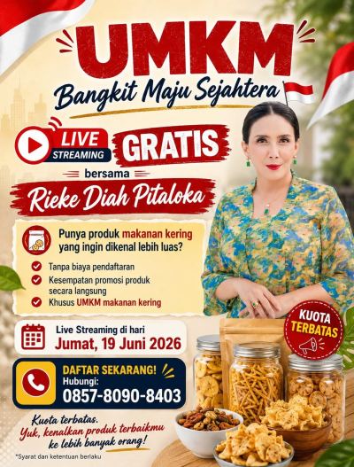 Promosi Gratis Produk Makanan Kering UMKM Lewat Live Streaming Bersama Rieke Diah Pitaloka