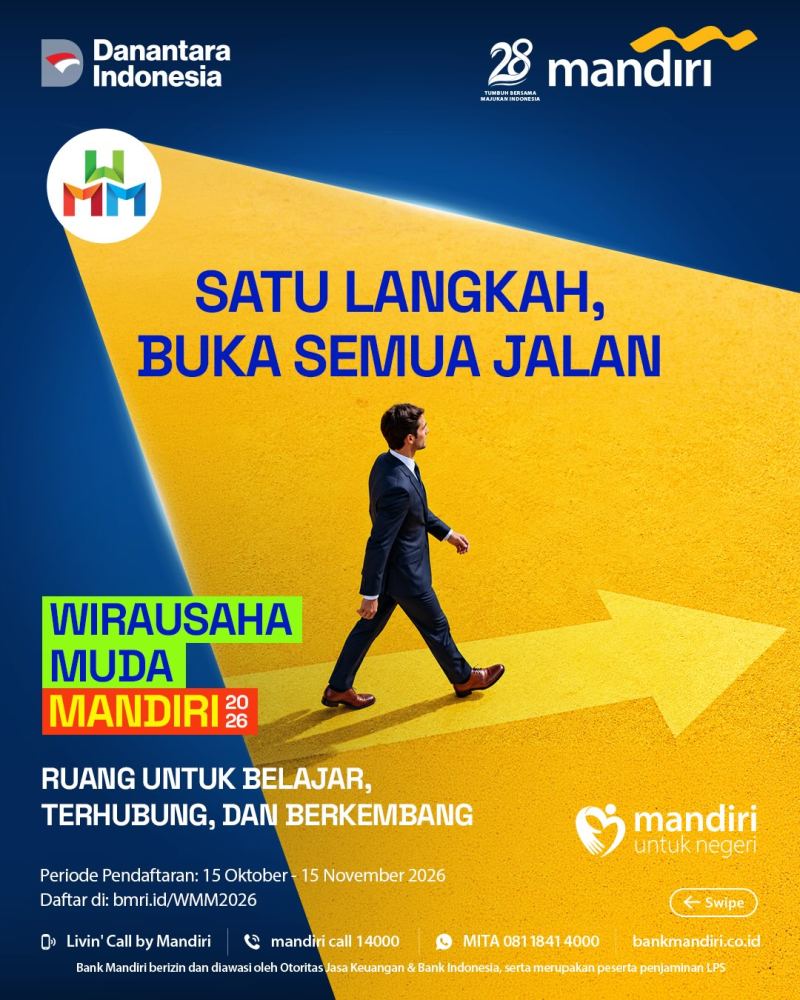Bank Mandiri Buka Kompetisi Wirausaha Muda Mandiri 2026, Daftar hingga 15 November