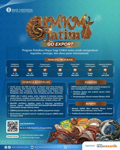 UMKM Jatim Go Export 2026 Resmi Dibuka, Pendampingan Ekspor untuk 13 Wilayah