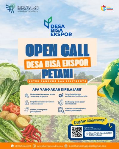 Kemendag Gelar Open Call Desa Bisa Ekspor 2026 untuk 50 Petani Sayuran di Bandung