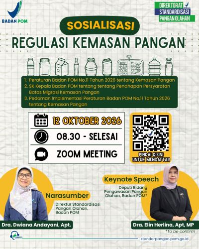 BPOM Gelar Sosialisasi Regulasi Kemasan Pangan via Zoom, 12 Oktober 2026