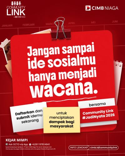 Community Link JadiNyata 2026 CIMB Niaga Buka Pendaftaran Ide Sosial, Berhadiah Rp50 Juta