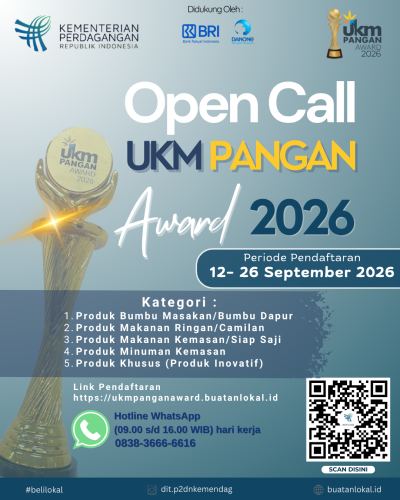 Kemendag Buka Open Call UKM Pangan Award 2026, Segera Daftarkan Produk Pangan Unggulanmu!
