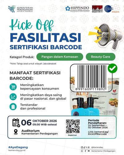 Kemendag Gelar Kick Off Sertifikasi Barcode Gratis untuk UMKM Jabodetabek 2026