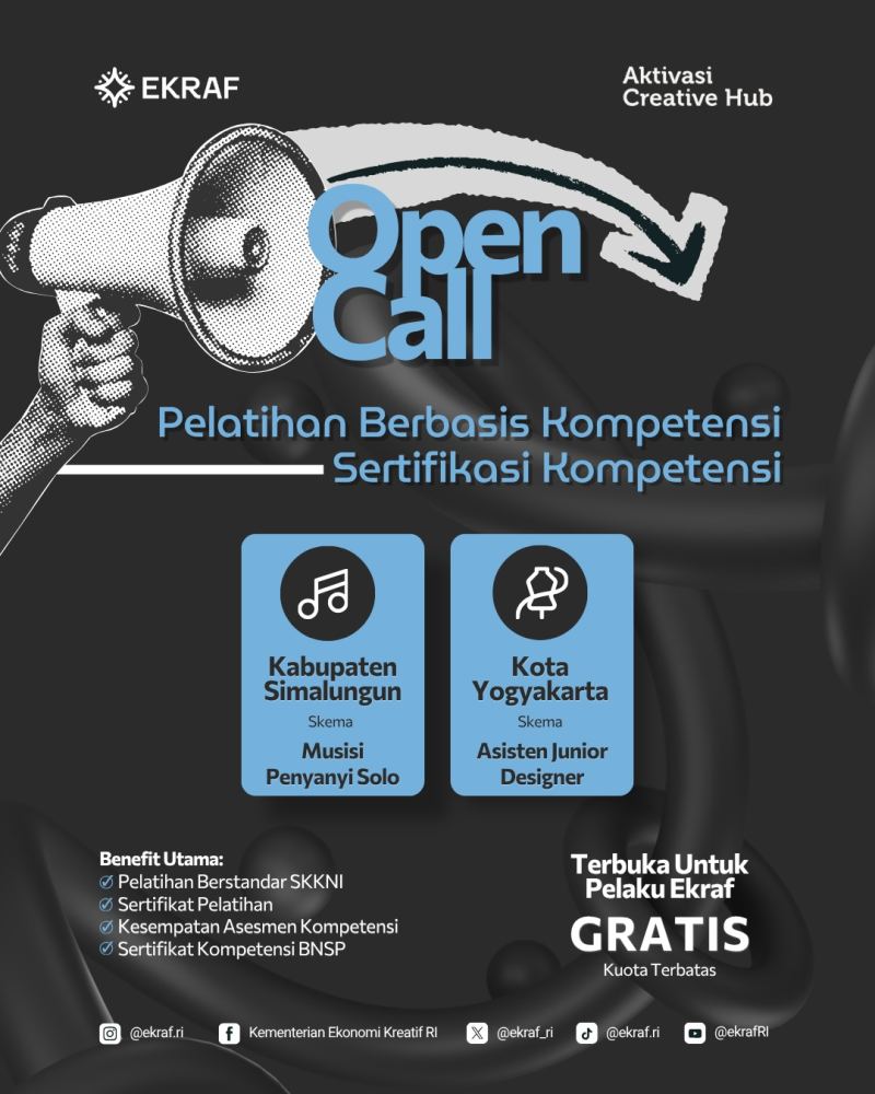 Kemenekraf Buka Pelatihan Musik dan Fesyen Gratis 2026 di Simalungun dan Yogyakarta