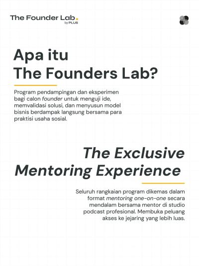 The Founder Lab Buka Mentoring Gratis untuk Calon Pendiri Usaha Sosial Indonesia