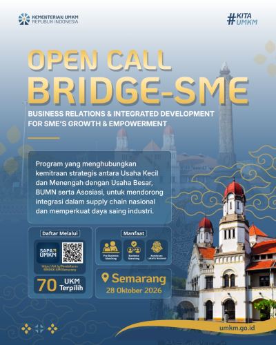 Kementerian UMKM Gelar Open Call BRIDGE-SME Semarang 2026 untuk 70 UKM Terpilih