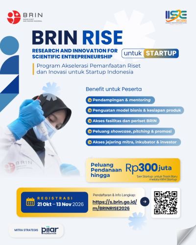 BRIN RISE 2026 Dibuka untuk 20 Startup, Track Baru Berpeluang Dapat Pendanaan Rp300 Juta